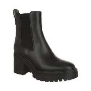 Sam & Libby Black Camila Faux Leather Heeled Chunky Lug Sole Chelsea Boots 11